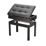 Allright Klavierhocker Klavier SitzbäNke Piano Sitzbank 56 x 33.5 x 58 cm Verstellbare Höhe mit PU Leder Gepolsterter Sitz Kissen Stauraum Taste Ablagefach Hocker Schwarz