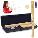 CHRI Blockflöte aus Holz Sopranblockflöte Holzblockflöte im deutschen Stil, Instrument für Kinder, Erwachsene, Anfänger, barocke Griffweise, C-Taste