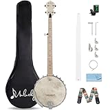 Mulucky 5-saitiges Banjo, volle Größe mit 24 Klammern, offener Rücken, Ahorn-Banjos mit Remo-Kopf, fünfter Tuner mit Getriebe, Geschenkpaket mit Anfänger-Kit – MB1101