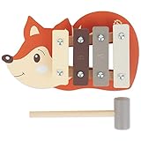 Bieco Mini Xylophon Baby Fuchs Kinder - Baby Spielzeug Fuchs Baby Xylophon - Glockenspiel für Kinder ab 1 Jahr - Baby Spielzeug Waldtiere - Xylophon Holz - Glockenspiel Holz - Xylophon Baby 1 Jahr