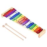 Btuty Glockenspiel Xylophon Holz & Aluminium Percussion Musikinstrument 15 Töne mit 2 Schlägeln