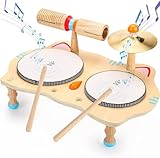 oathx Spielzeug für Kinder aus Holz Musikspielzeug Trommel 6 in 1 Musik Kinderspielzeug Musikinstrumente für Kinder ab 2 Jahr Montessori Baby Toys 3 4 5 Geschenke für Mädchen Jungen Schlagzeug