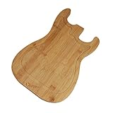 mikamax - Schneidebrett für Gitarre aus Bambus – Guitar Cutting Board Bamboo – 25 x 1,5 x 38 cm – Küchenblock