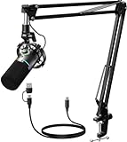 MAONO XLR/USB Dynamisches Mikrofon Set, RGB Podcast Mikrofon mit Arm, Software, Stummschalttaste, Gain-Regler, für PC Gaming, Streaming, Aufnahme, PS4/5 Mac Mixer usw PD200XS Schwarz