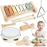 Musikinstrumente für Kinder Kinderspielzeug ab 3 Jahre holzspielzeug Trommel Xylophone für Kinder Baby Musikspielzeug Montessori Spielzeug ab 3 Jahre