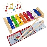 Xylophon Holz Glockenspiel Musikinstrument für Kinder Mädchen Jungen mit 2 Schlägel Buntes Xylophon- 3811