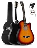 Rocktile WSD-5C-SB Slim Line Westerngitarren Set - Dreadnought Akustik Gitarre - Westerngitarre mit Korpus aus Linde - Hals: Catalpa - Set inkl. Tasche, Ersatzsaiten, Gurt und Plektren - Sunburst