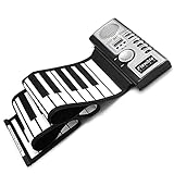 Lychee Roll Up Keyboard Piano Tragbar Elektronischer Klaviertastatur Flexible und Tragbar mit 61 Tasten,MIDI Folding E-Piano für Kinder Kinder Anfänger