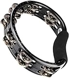 Meinl Percussion Headliner Hand Tambourine - 2-reihiges Tamburin - Mit gebogenem Griff - ABS Kunststoff / Vernickelter Stahl, Schwarz / Silber (TMT1BK)