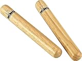 Nino Percussion Wood Claves Instrumente - 1 Paar kleine Klanghölzer für Kinder ab 3 Jahren - Musikinstrument - Siam Eiche, Natur (NINO502)