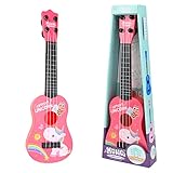 42 cm Gitarre für Kinder, Kindergitarre Gitarre Musikspielzeug Ukulele Instrument Musik-Ukulele-Gitarre Klassisches Instrument mit 4 verstellbaren Saiten Mini-Gitarre und Plektren