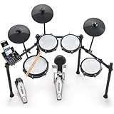 Alesis Nitro Max Kit Elektronische Schlagzeug mit Quiet Mesh Pads, 10' Dual Zone Snare, Bluetooth, 440+ authentische Sounds, Drumeo, USB MIDI, Kick Pedal