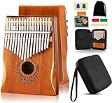 Kalimba 17 Schlüssel Daumenklavier - Tragbares Mbira Sanza Finger Piano Professionelles Musikinstrument Marimbaphone mit Schutzhülle, Lernanleitung, Stimmhammer für Kinder Erwachsene Anfänger