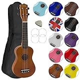 Mad About SU8-NT Sopran-Ukulele in Natur mit einer GRATIS Gigbag, Pick und Ersatzsaiten - großartig für Schulen und Anfänger, 55 x 20 x 10 cm