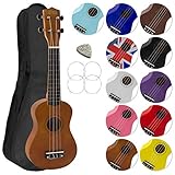 Mad About SU8-NT Sopran-Ukulele in Natur mit einer GRATIS Gigbag, Pick und Ersatzsaiten - großartig für Schulen und Anfänger, 55 x 20 x 10 cm