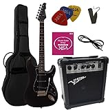 ELEKTROGITARRE MATT SCHWARZ- E-GITARRE - IM SET MIT 20WATT VERSTÄRKER - TASCHE - BAND - SAITEN - 3xPIK