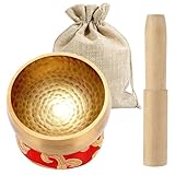 Gowkeey Tibetische Klangschalen Setz, 8.5cm Handarbeit Heilung Meditation Yoga Klang Schüssel mit Holz Klöppel und Klangschalenkissen- Einzigartige Geschenke für Frauen, Männer