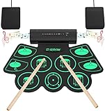 Uverbon Elektronisches Schlagzeug, tragbar, mit 9 Drum Pads, Percussion, Instrumente, integrierter Stereo-Lautsprecher mit Pedal mit 2 Füßen, für Kinder und Anfänger