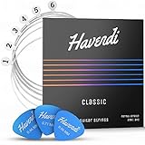 HAVENDI® Gitarrensaiten | Klassische Gitarre für brillante Klangqualität | Langlebige Nylon Saiten für Akustikgitarre mit Silber Ummantelung inkl. 3 Plektren