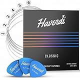 HAVENDI® Gitarrensaiten | Klassische Gitarre für brillante Klangqualität | Langlebige Nylon Saiten für Akustikgitarre mit Silber Ummantelung inkl. 3 Plektren