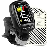 BELFORT® TuneMax kompakter Clip-On Tuner für alle Instrumente - Universal-Stimmgerät für Gitarre, Ukulele, Violine, Bass, Saz und Chromatisch (Universal Modus) + BONUS: eBook (Gitarren Zubehör)