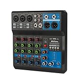 Mini-Audio-DJ-Mixer Soundboard-Konsolensystem, 5-Kanal-48-V-Phantomspeisung mit Bluetooth-USB-MP3-Stereo-Live-DJ-Studio-Streaming für professionelle Aufnahmepartys auf der KTV-Bühne